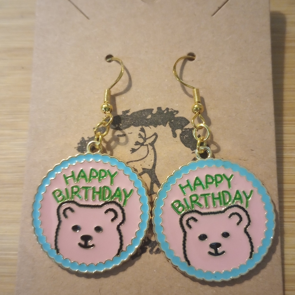 Happy Birthday Bear Earrings
